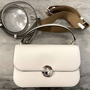 New Kate Spade Audrey Smooth Leather Top Handle Turnlock Crossbody Parchment